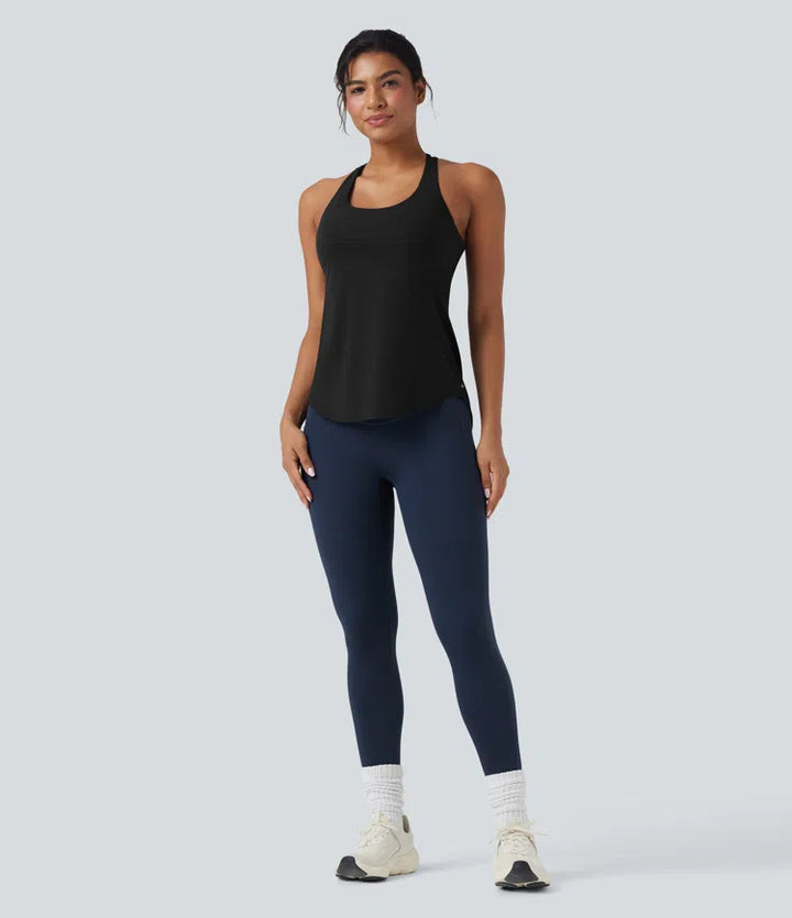 Halara UltraSculpt Round Neck Crisscross Back Running Tank Tops DD-F Cups