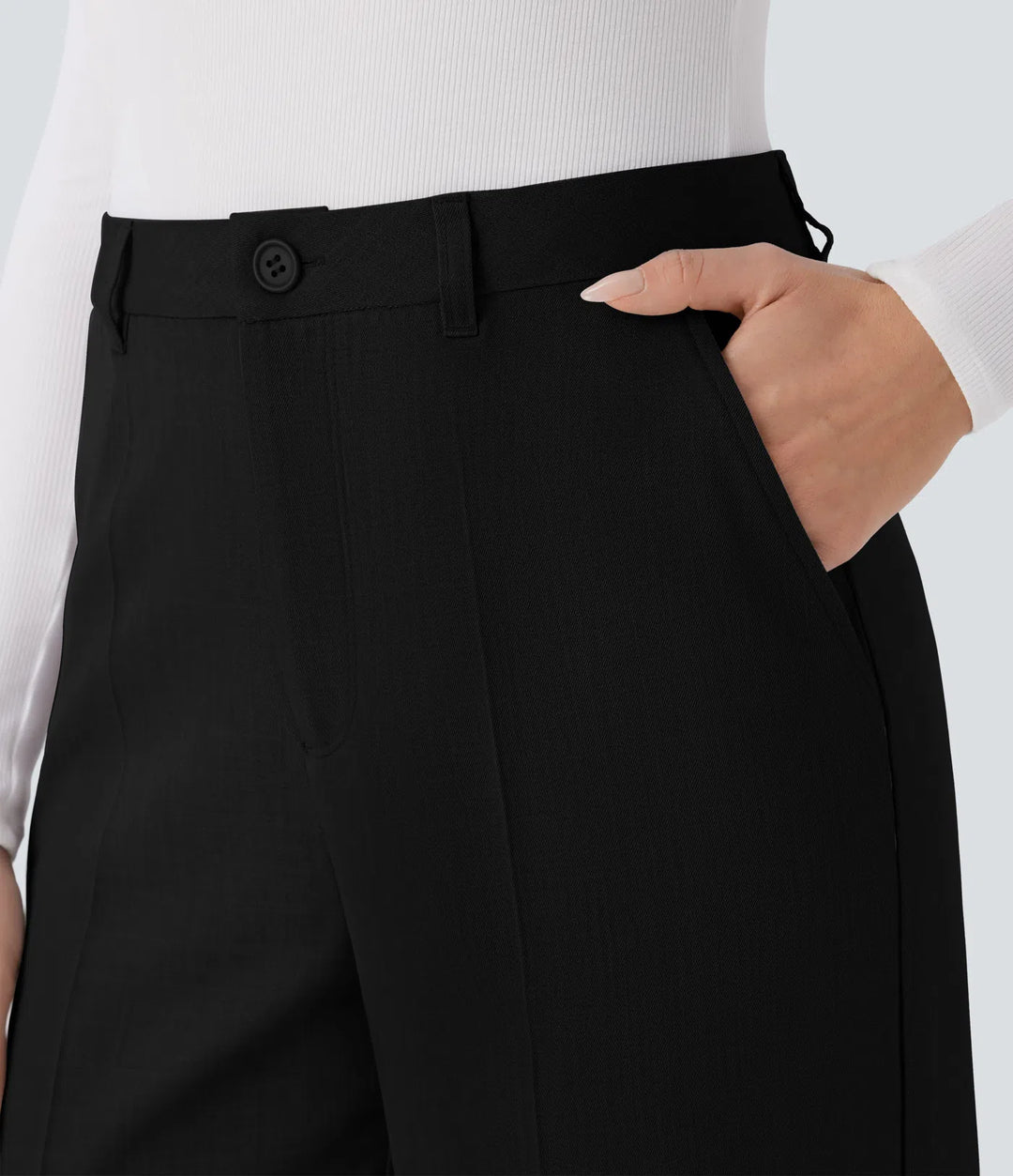 High Waisted Pocket Straight Leg Work Pants