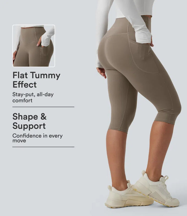 Halara UltraSculpt High Waisted Butt Lifting Tummy Control Pedal Pushers Shaping Training Leggings with Pockets