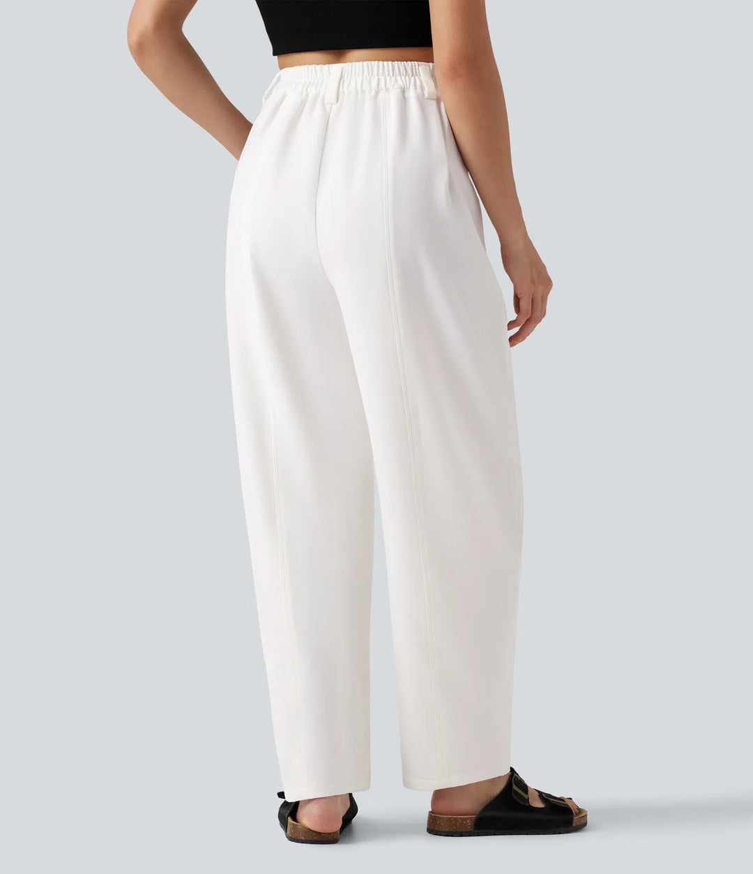 High-waisted Barrel Leg Baggy Work Pants with Pockets