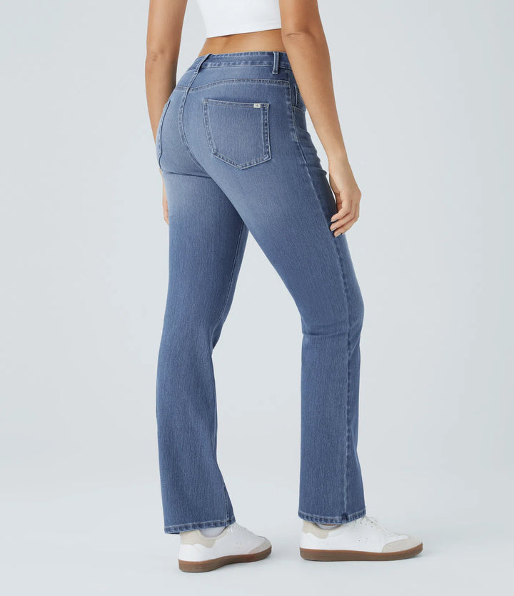 Halara Flex High Waisted Pockets Washed Casual Bootcut Jeans