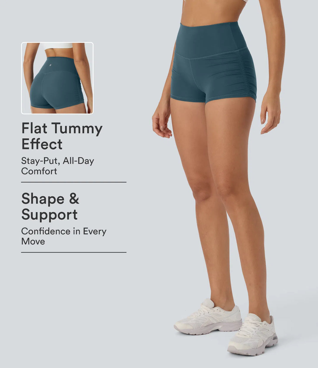 SoftlyZero QuickDry High Waisted Tummy Control Ruched Running Biker Shorts 2.5&