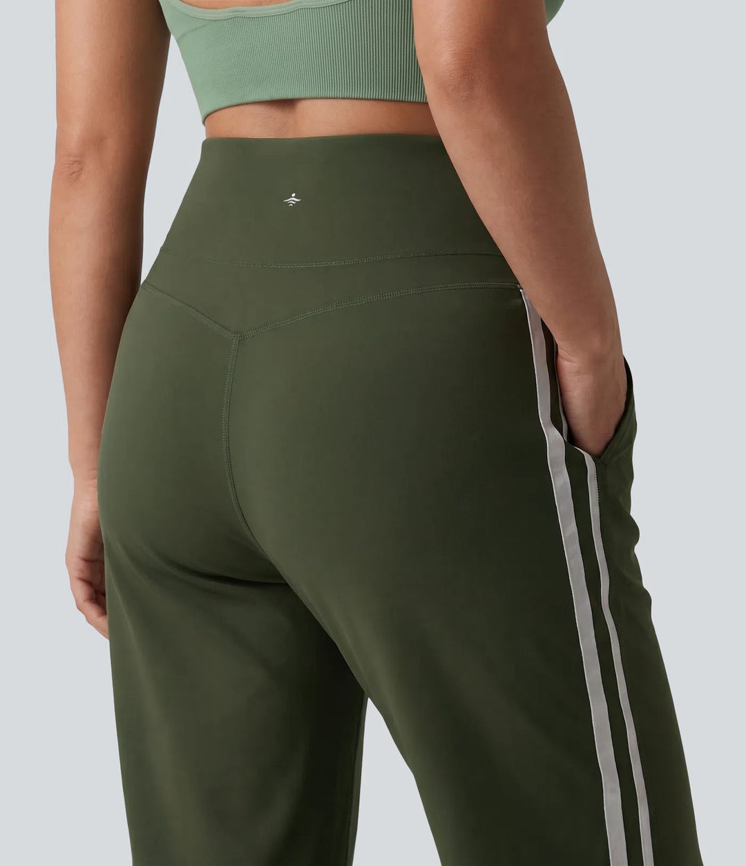 Plus Size Halara UltraSculpt High Waisted Tummy Control Color Block Stripes Yoga Baggy Pants with Pockets