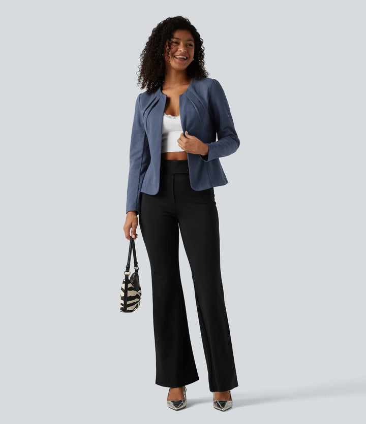 Round Neck Hook and Eye Work Blazer