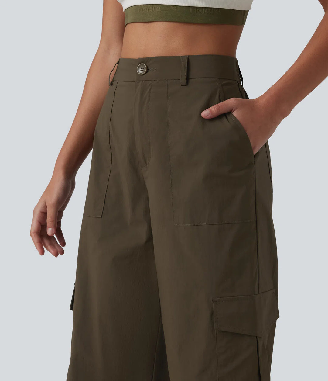 High Waisted Hiking Cargo Straight Leg Pants with Pockets