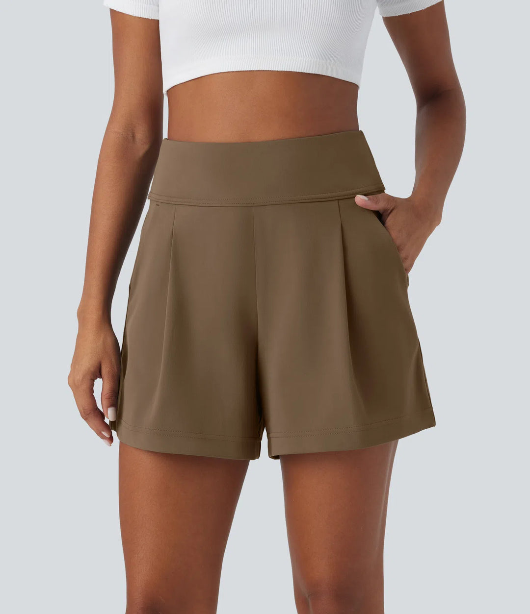 DayStretch High Waisted Work Baggy Shorts 4&