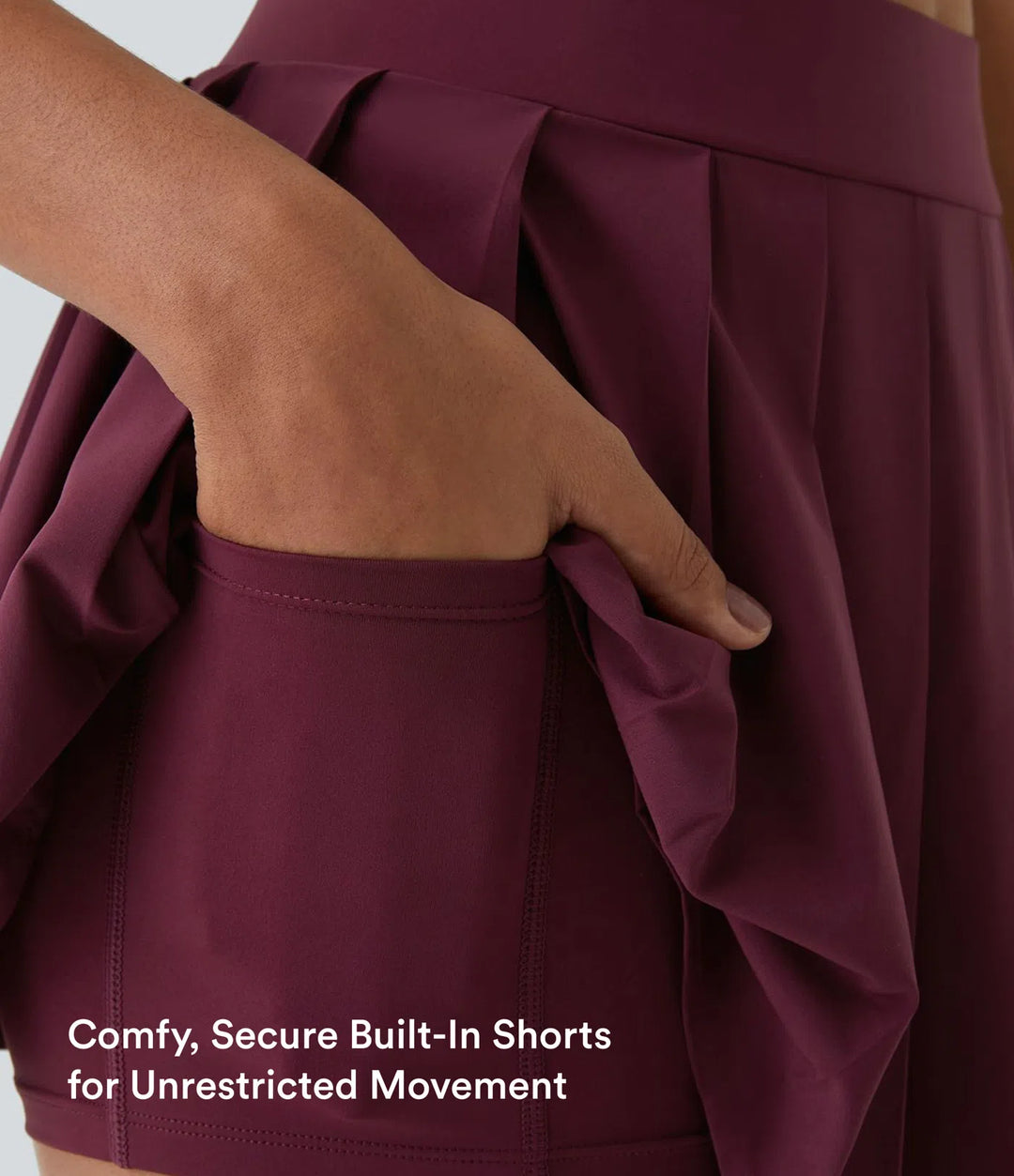 Breezeful High Waisted Pleated 2-in-1 Side &amp; Pocket Asymmetric Hem Quick Dry Mini Dance Skirt