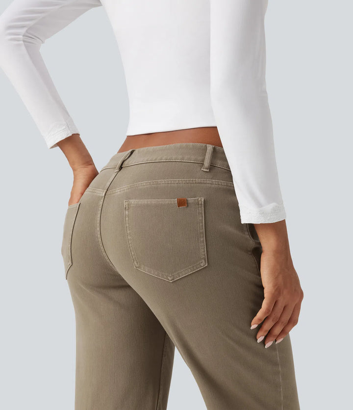 Halara Flex Low Rise Asymmetric Straight Leg Colorful Casual Jeans with Pockets