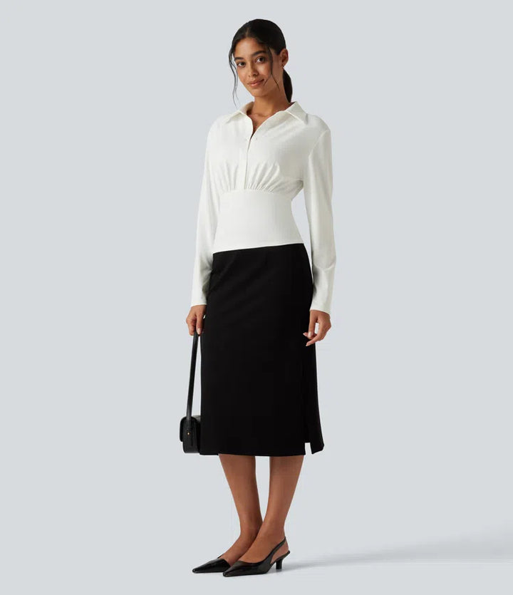 Flounce Long Sleeve Work Shirt
