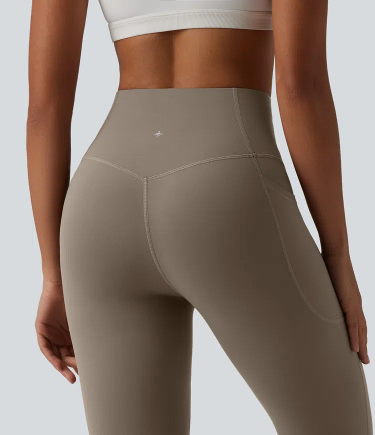 Halara UltraSculpt High Waisted Tummy Control Flare Yoga Leggings with Pockets