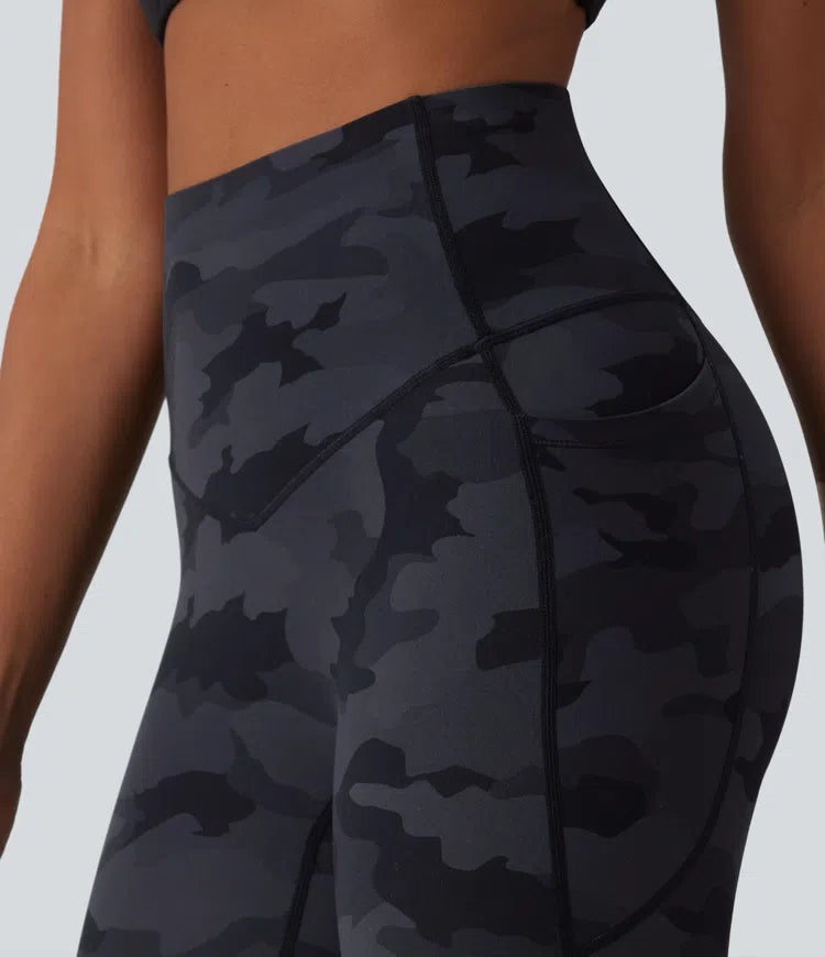 Halara UltraSculpt Camo Print High Waisted Tummy Control Running Leggings with Pockets