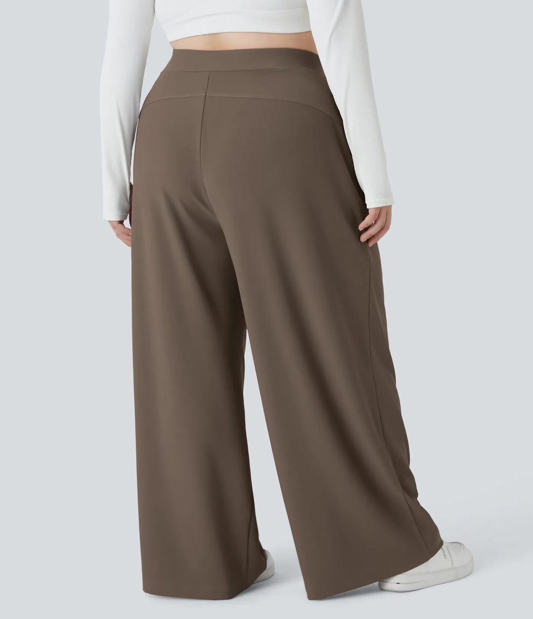Halara Flex High Waisted Body Sculpt Waist-Slimming Pocket Wide Leg Micro Waffle Plus Size Work Pants