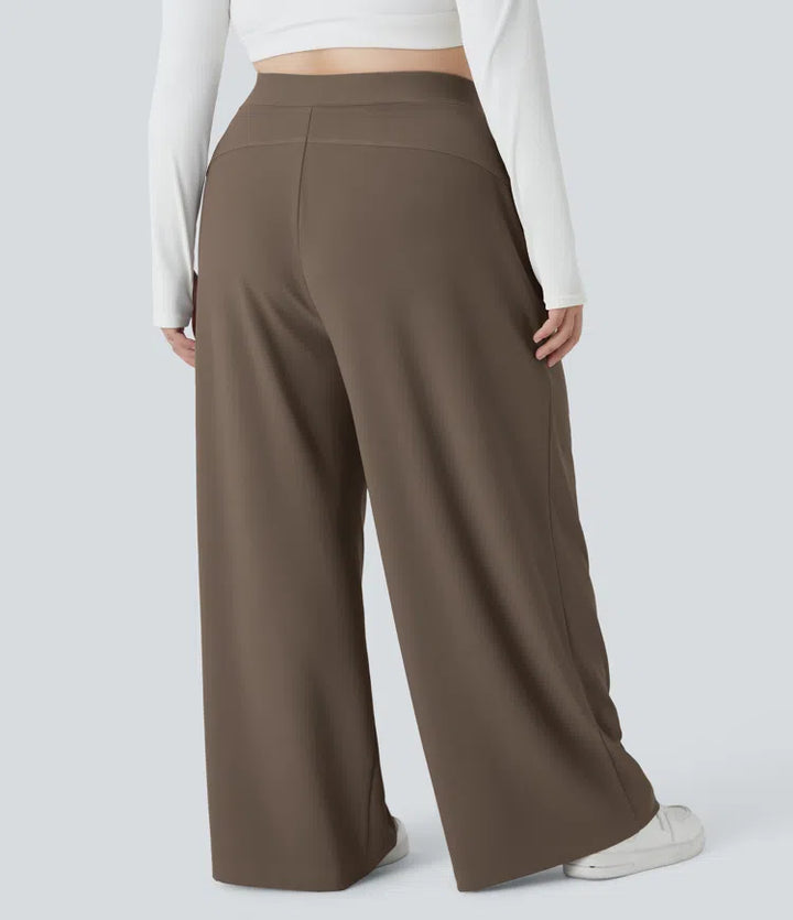 Halara Flex High Waisted Body Sculpt Waist-Slimming Pocket Wide Leg Micro Waffle Plus Size Work Pants