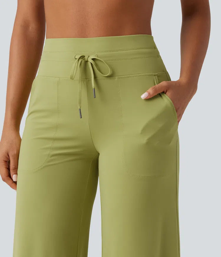 Halara UltraSculpt High Waisted Drawstring Straight Leg Yoga Pants with Pockets