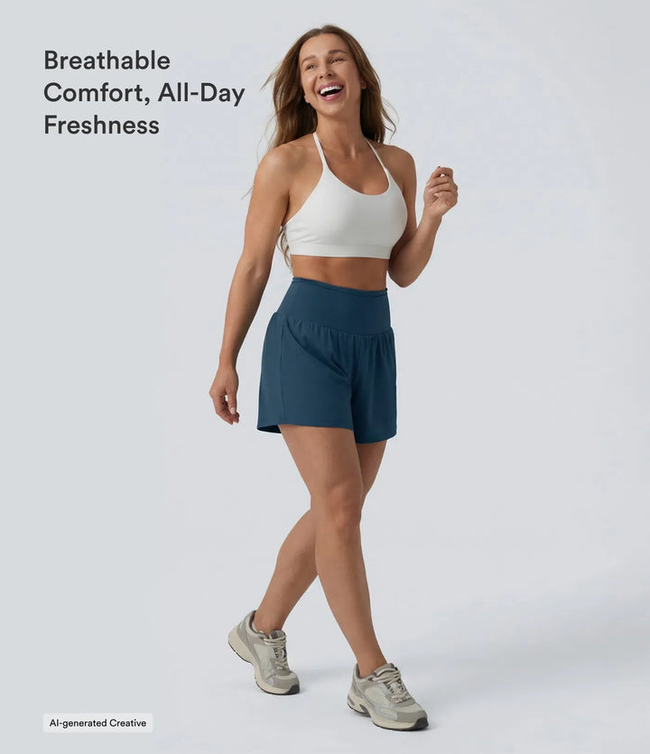 Softlyzero Airy High Waisted Tummy Control 2-in-1 InstantCool Yoga Shorts 5&