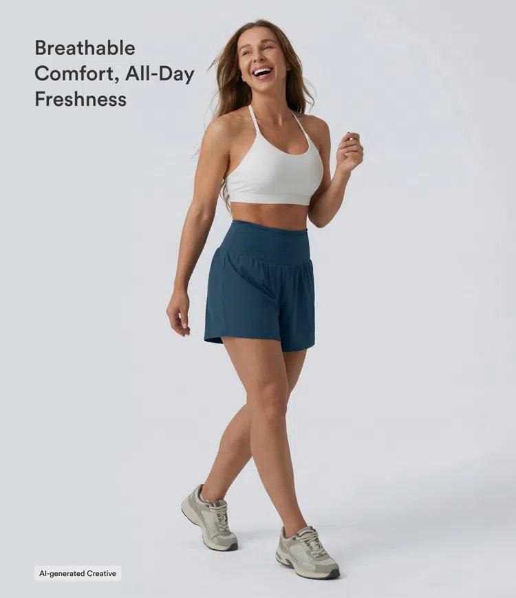 Softlyzero Airy High Waisted Tummy Control 2-in-1 InstantCool Yoga Shorts 5&