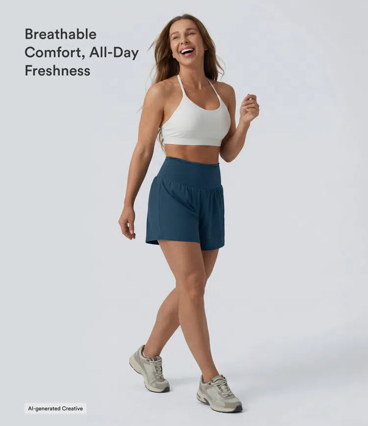 Softlyzero Airy High Waisted Tummy Control 2-in-1 InstantCool Yoga Shorts 5&