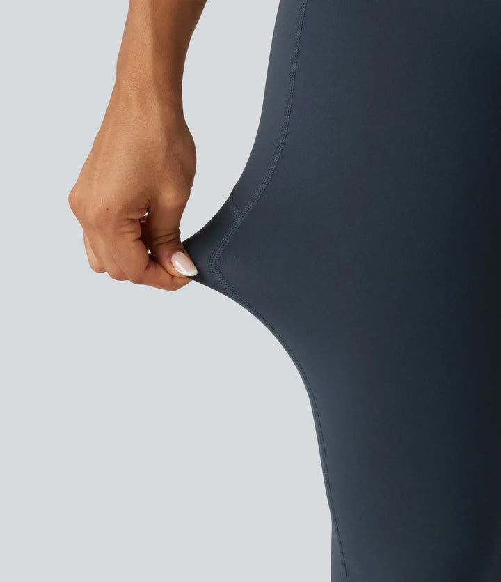Halara UltraSculpt High Waisted Crossover Tummy Control Flare Workout Leggings with Pockets