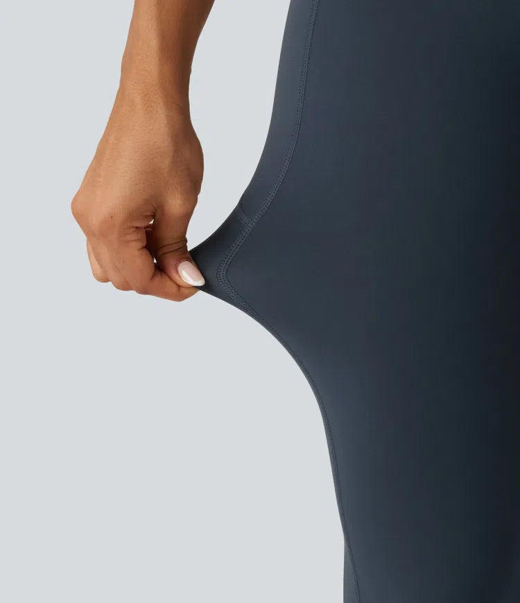 Halara UltraSculpt High Waisted Crossover Tummy Control Flare Workout Leggings with Pockets
