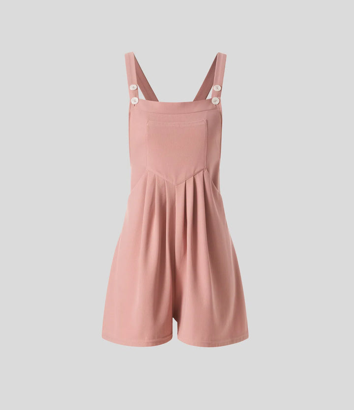 Pockets Waffle Casual Short Overalls