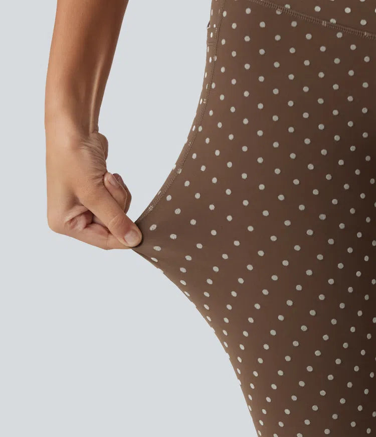 Halara UltraSculpt Flocked High Waisted Tummy Control Polka Dot Workout Leggings with Pockets