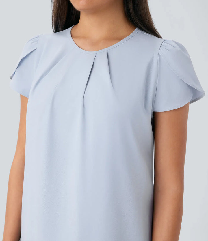 Breezeful Round Neck Short Sleeve Keyhole Back Quick Dry Work Top
