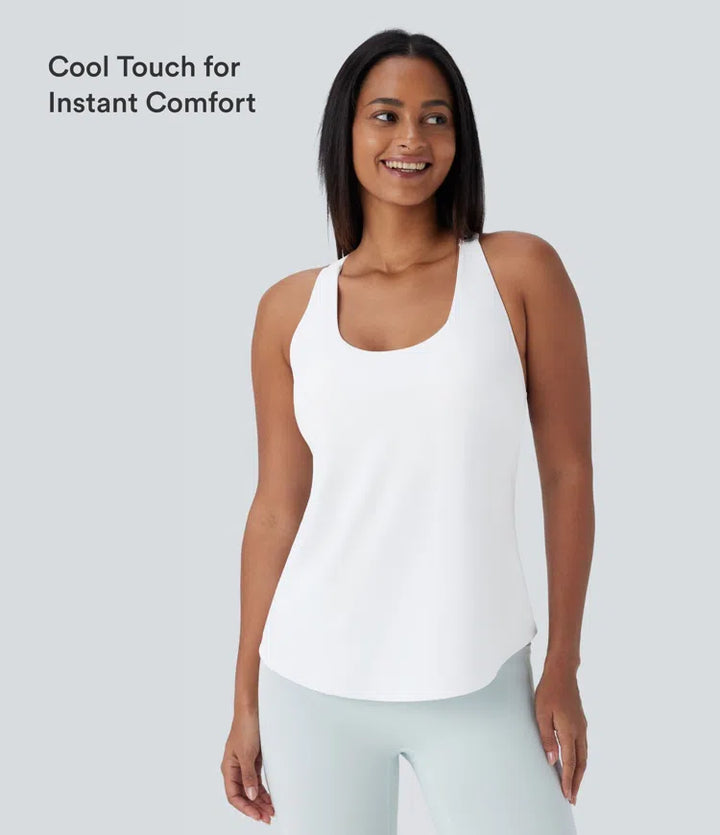 U Neck Curved Hem InstantCool Yoga Tank Top-UPF50+