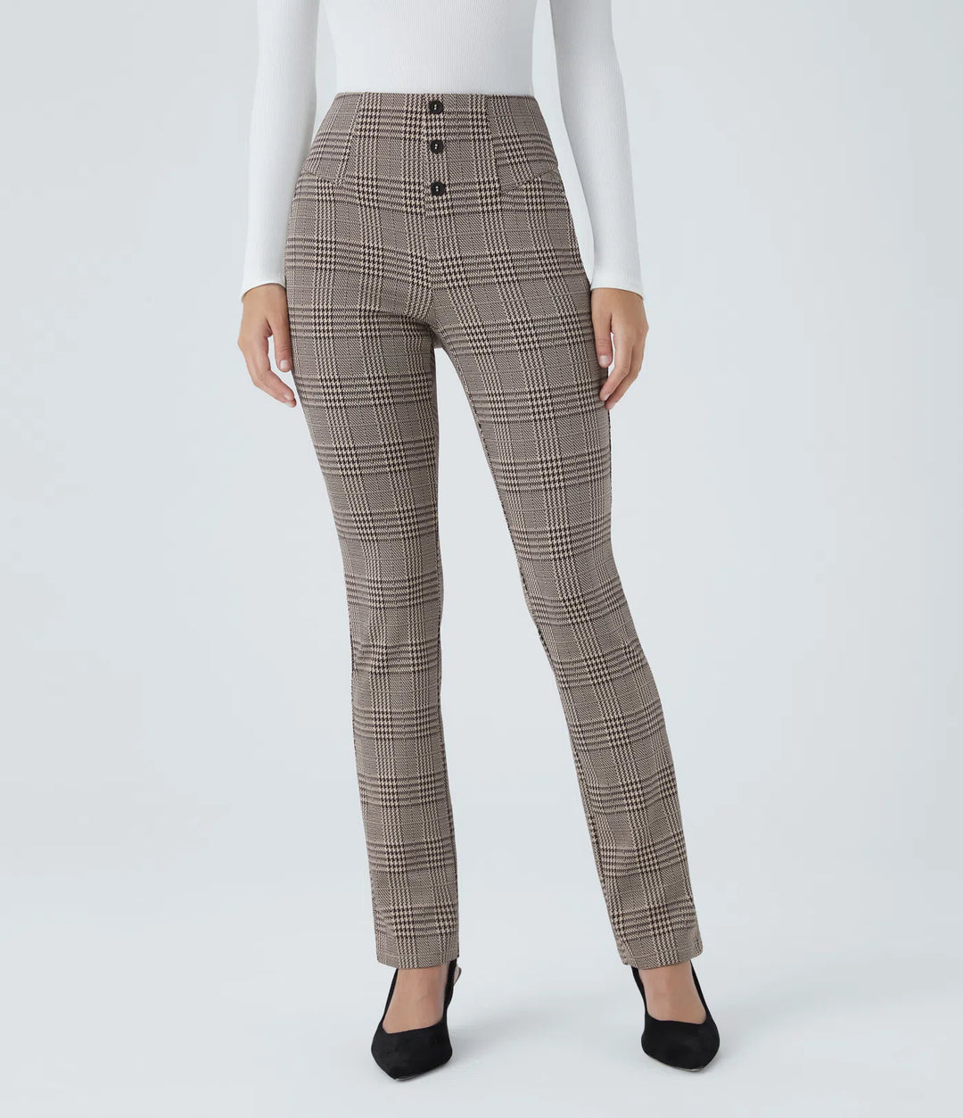 Halara Flex High Waisted Houndstooth Plaid Skinny Work Pants with Pockets