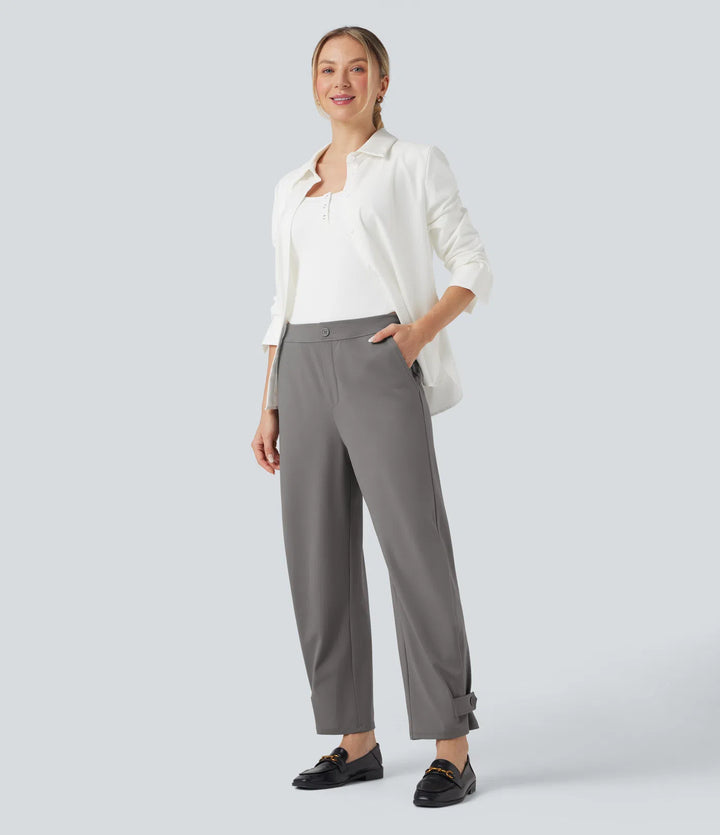 Halara Flex DayStretch Mid Rise Adjustable Pant Width Work Tapered Pants with Pockets