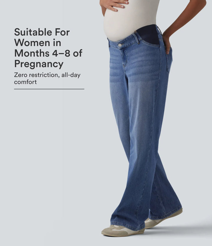 Halara Flex Mid Rise Straight Leg Maternity Casual Jeans with Pockets