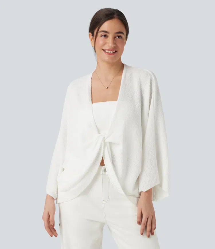 Deep V-neck Batwing Sleeve Relaxed Fit Casual Cardigan