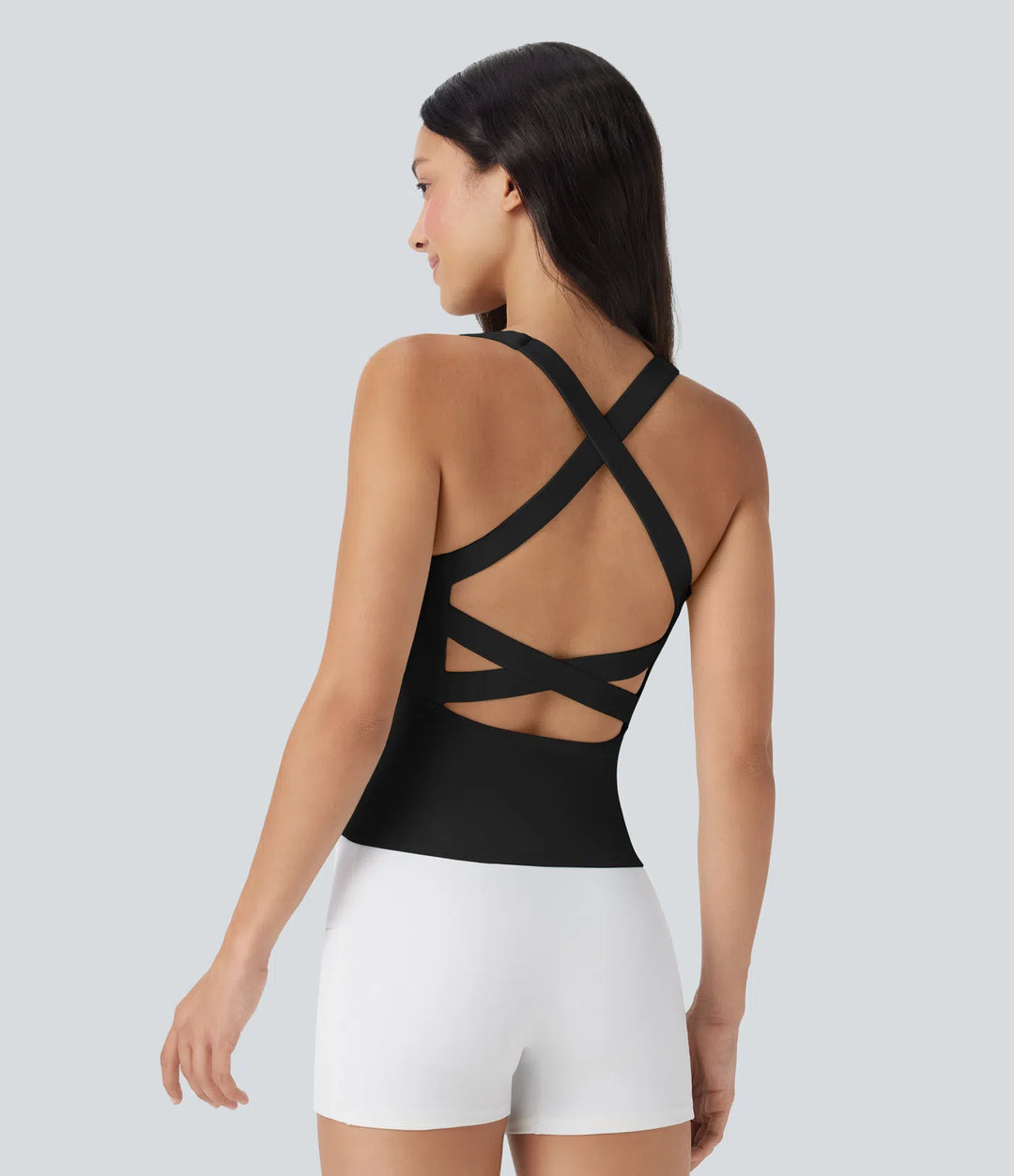 SoftlyZero Airy Square Neck Cropped InstantCool Running Tank Top-Longer Length
