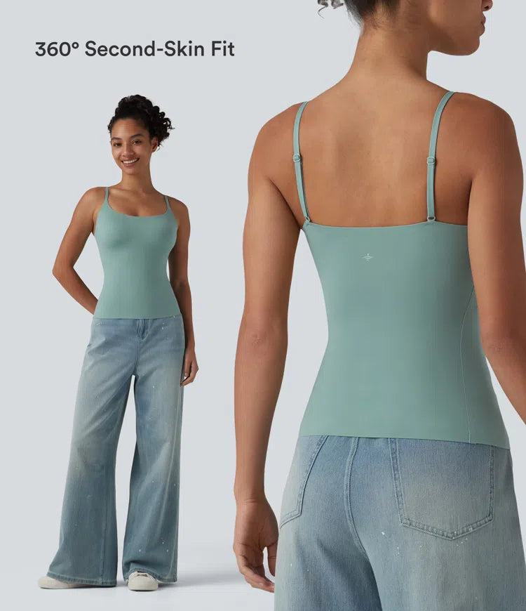 Scoop Neck Built-in Bra Casual Tank Top B-E Cups