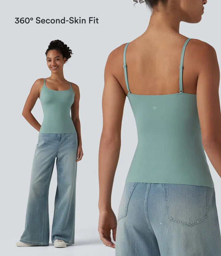 Scoop Neck Built-in Bra Casual Tank Top B-E Cups