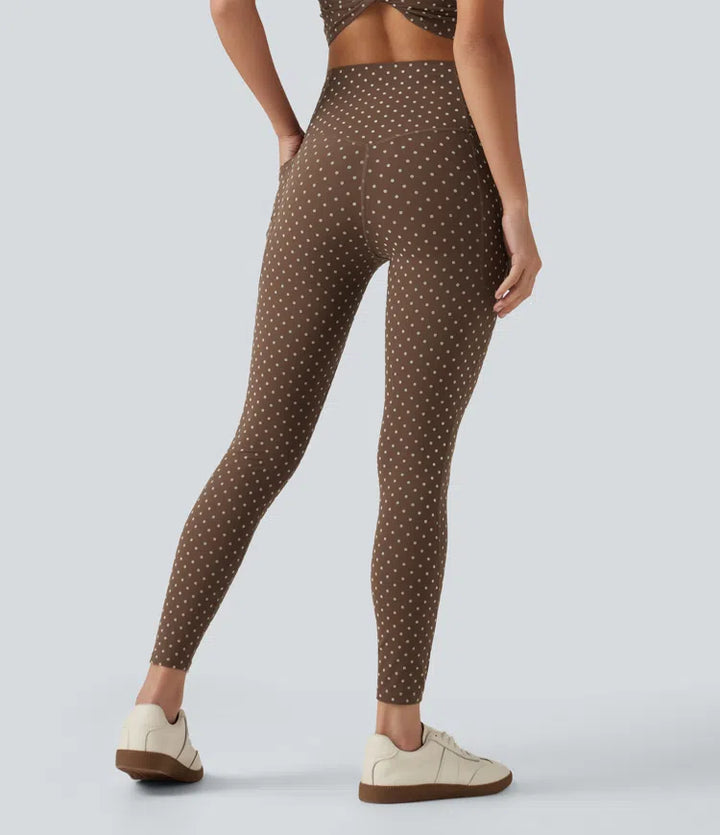Halara UltraSculpt Flocked High Waisted Tummy Control Polka Dot Workout Leggings with Pockets