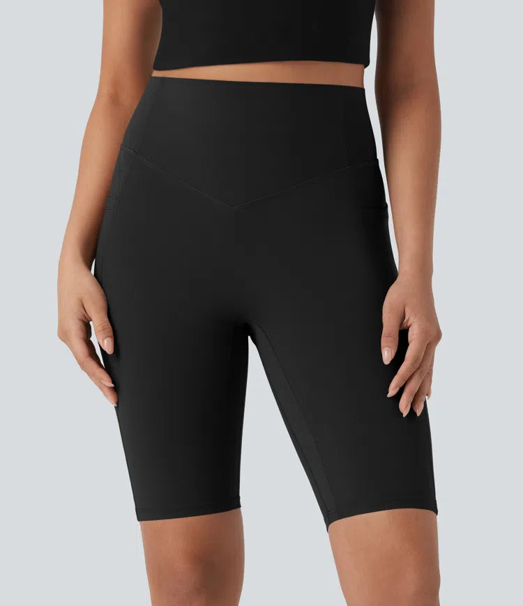 Halara UltraSculpt High Waisted Scrunch Butt Lifting Tummy Control Side Pocket Shaping Workout Biker Shorts 9&