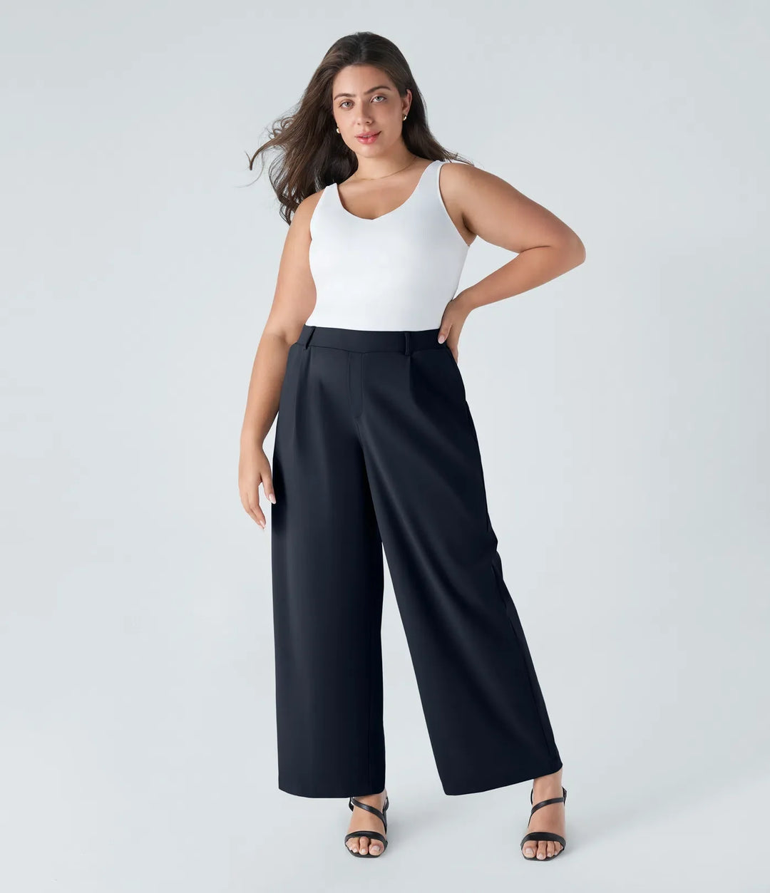 Marlenna Flex DayStretch High Waisted Pocket Straight Leg Work Plus Size Pants