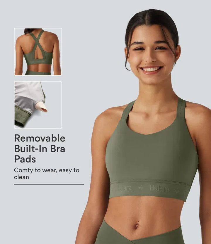 SpeedWave Medium Support U Neck Built-in Bra Quick Dry Running Sports Bra DD-F Cups