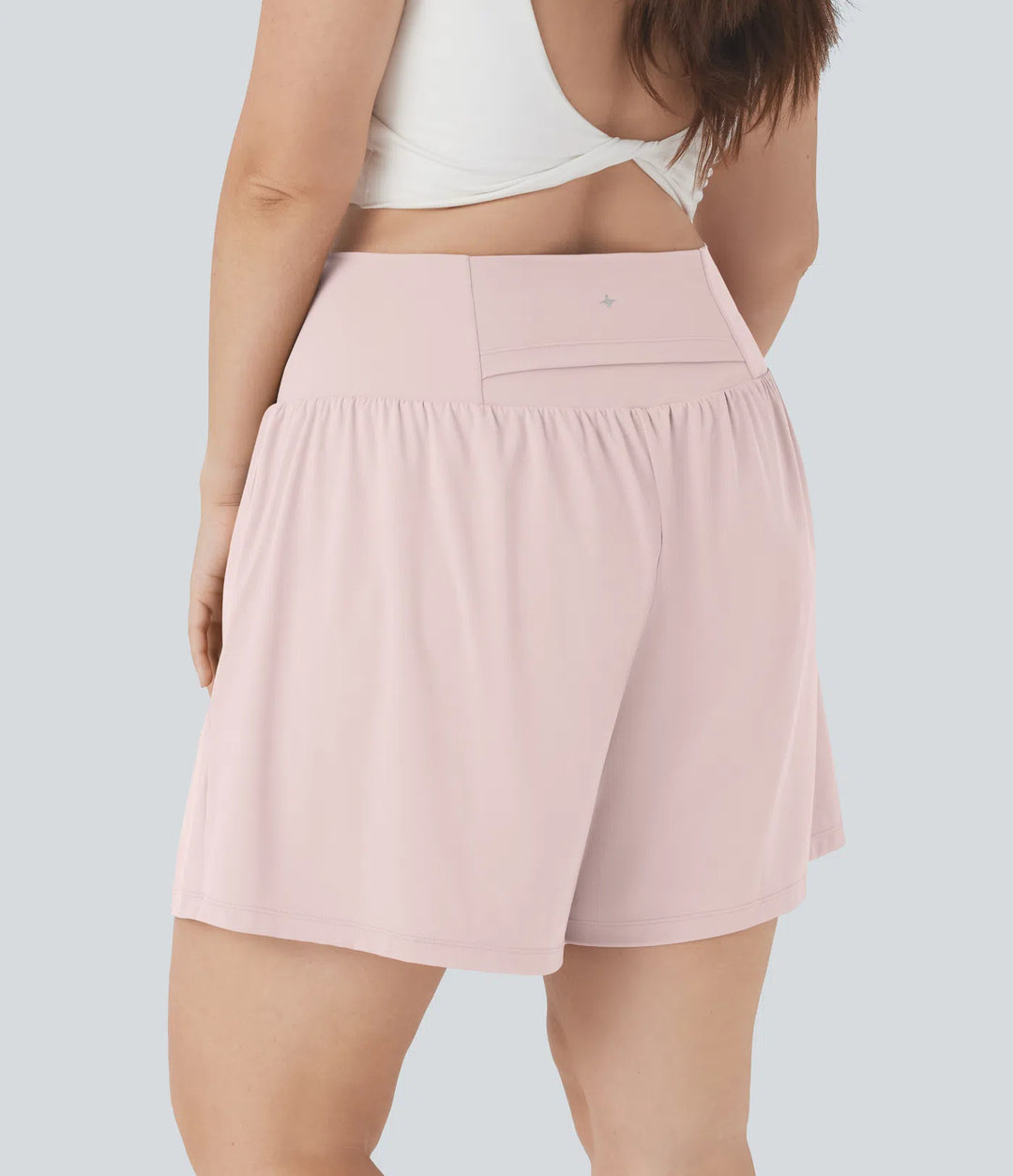 SoftlyZero Airy Super High Waisted 2-in-1 InstantCool Yoga Plus Size Shorts 7" with Pockets