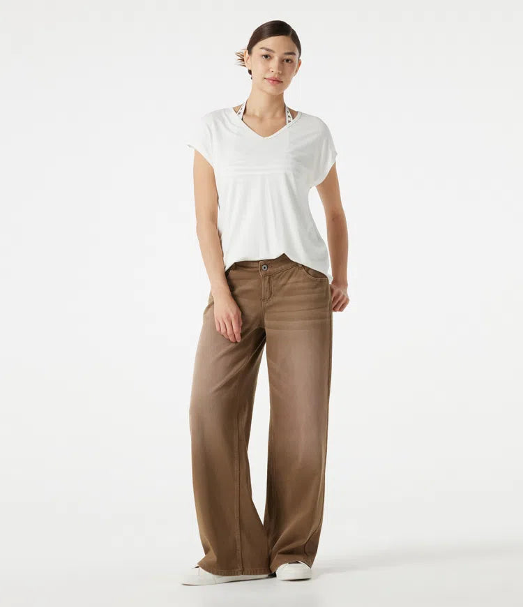 Halara Flex Asymmetric Low Rise Wide Leg Colorful Washed Casual Jeans with Pockets