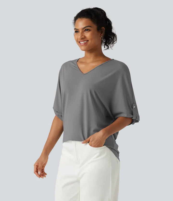 V Neck Long Sleeve Work Blouse