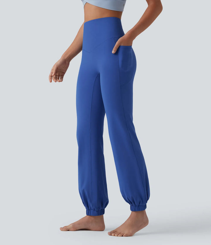 SoftlyZero High Waisted Tummy Control Dance Balloon Joggers with Pockets
