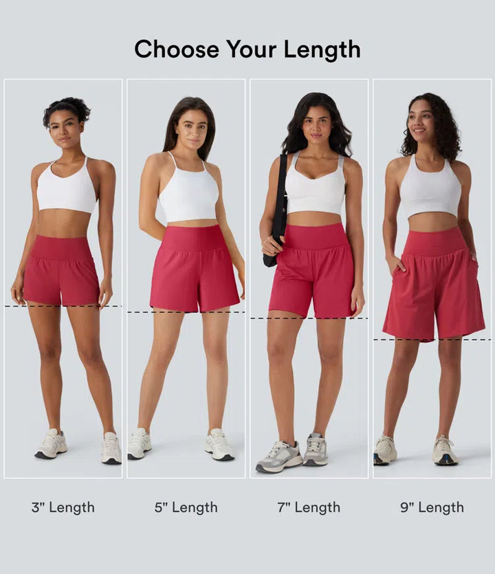 SoftlyZero Airy Super High Waisted 2-in-1 InstantCool Yoga Shorts 9" with Pockets