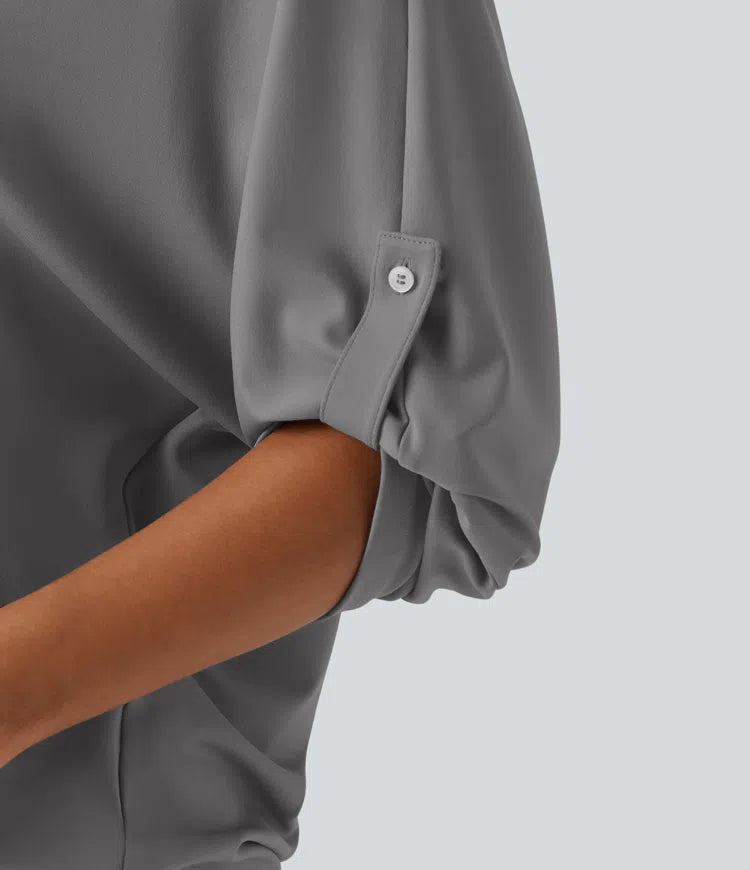 V Neck Long Sleeve Work Blouse