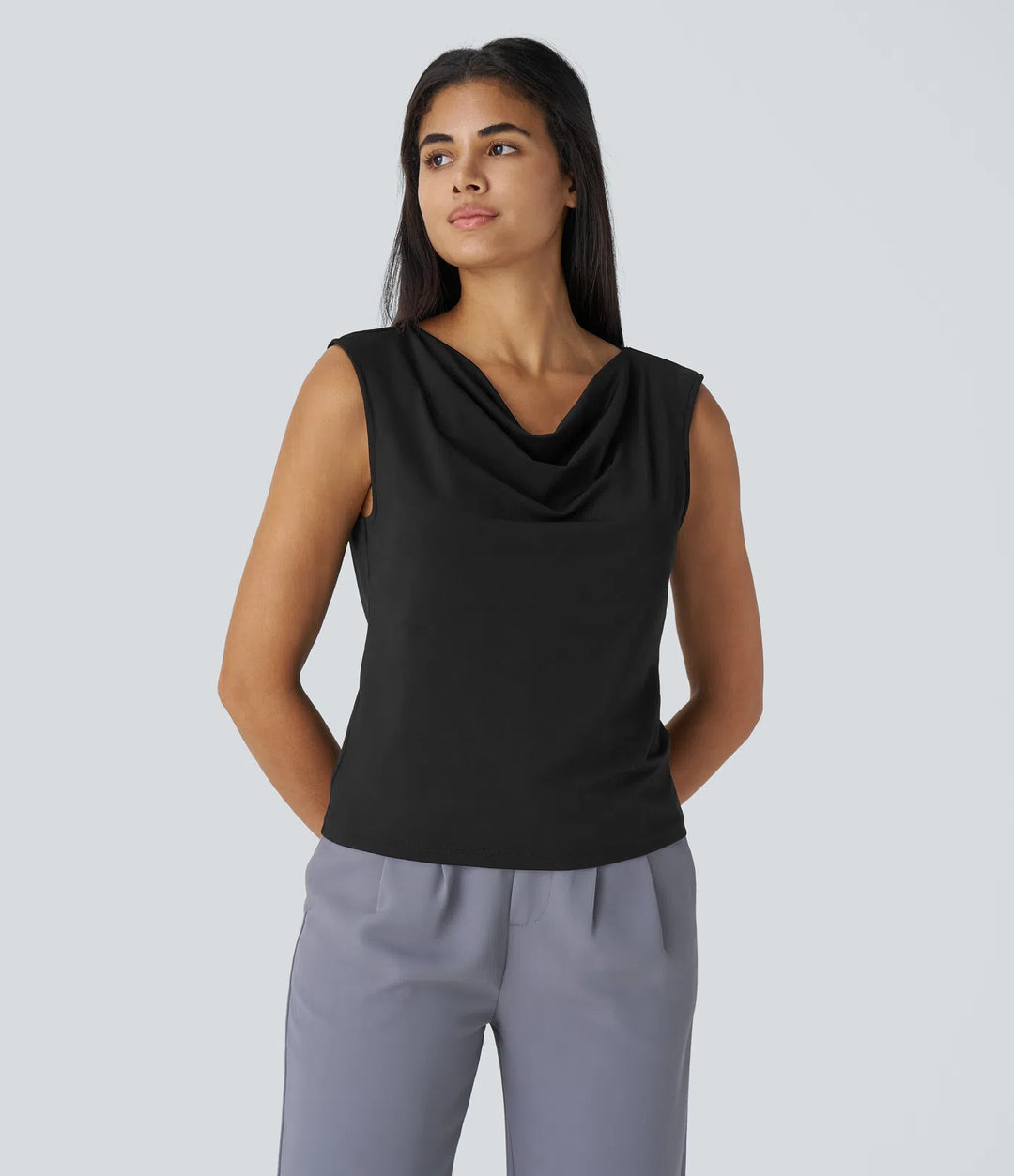 Cowl Neck Sleeveless Work Blouse