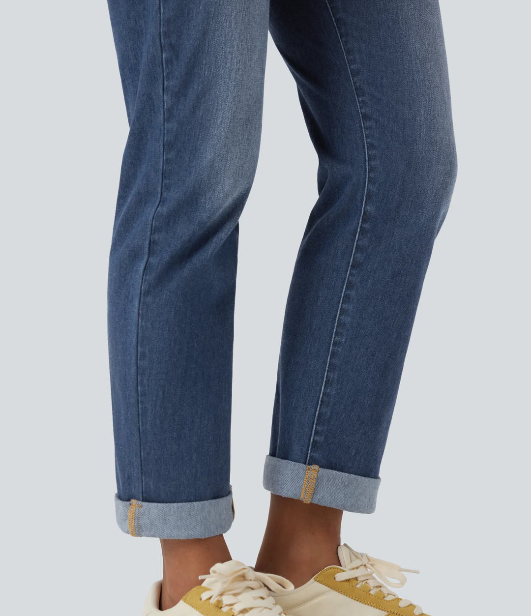Halara Flex High Waisted Rolled Hem Casaul Slim Jeans with Pockets