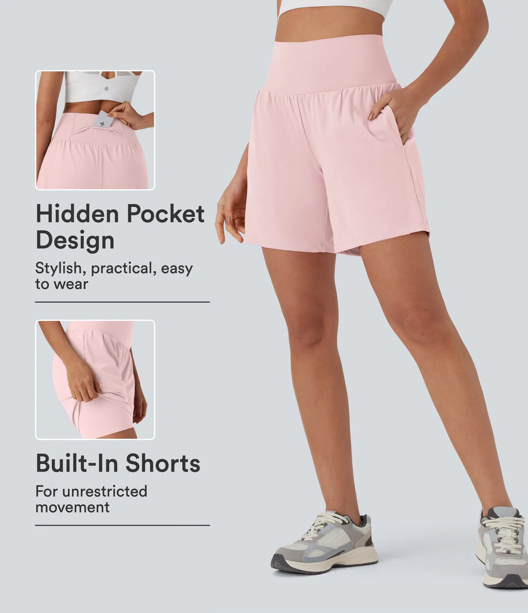 SoftlyZero Airy Super High Waisted 2-in-1 InstantCool Yoga Shorts 7" with Pockets