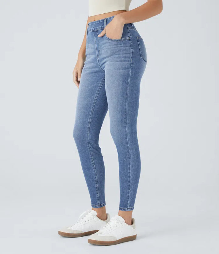 Halara Flex Mid Rise Pull On Pockets Casual Skinny Jeans