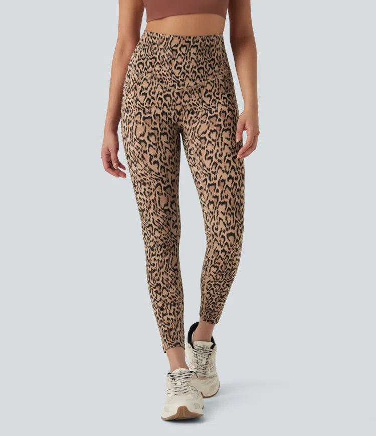Halara UltraSculpt Leopard Print High Waisted Tummy Control Yoga Leggings with Pockets