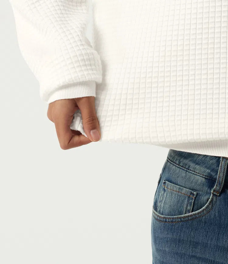 Long Sleeve Waffle Casual Sweater